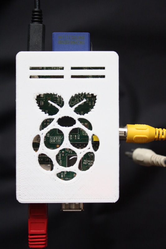 A Raspberry Pi in its printed case