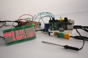 Photo: Hello world, using the WiringPi library to control an LED display.